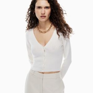 Babaton Ivory Knit V-Neck Sweater